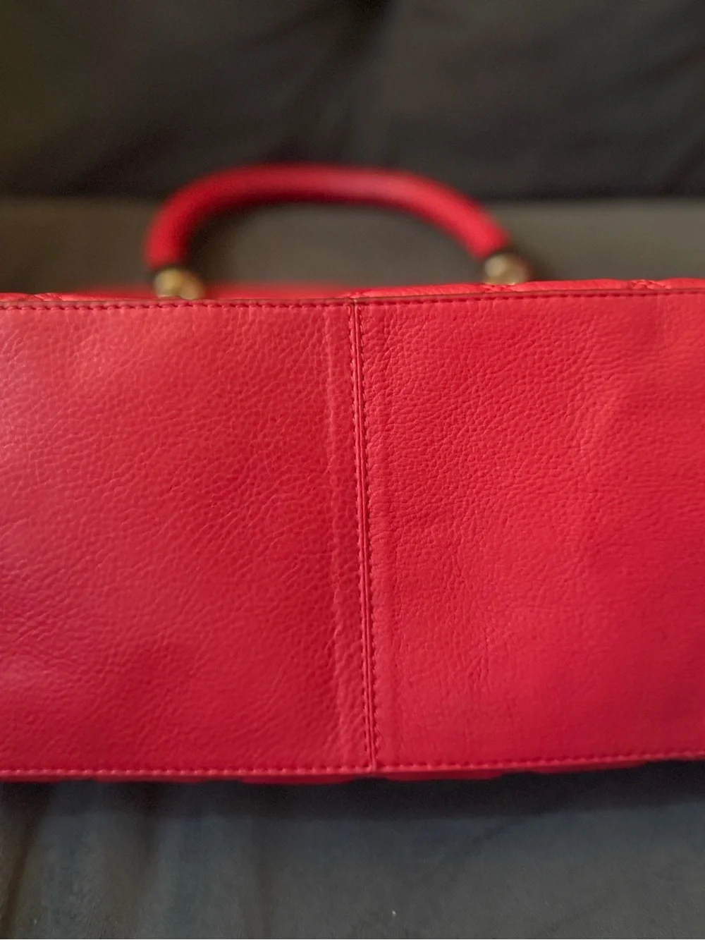 Quilted Red Leather Top-Handle Bag